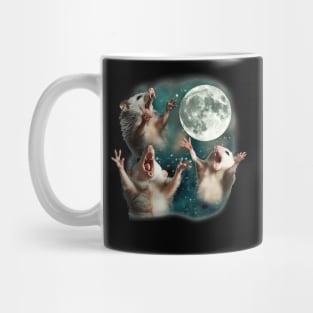 Three Possum Moon  3 Opossum Weird Cursed Meme Mug